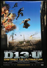 7w160 DISTRICT 13 ULTIMATUM DS 1sh '09 cool action image over the city of Paris, France!