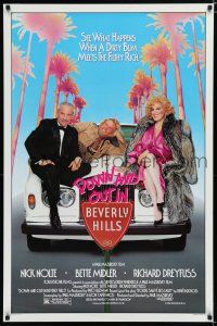 7w165 DOWN & OUT IN BEVERLY HILLS 1sh '86 Nick Nolte, Bette Midler, Richard Dreyfuss!