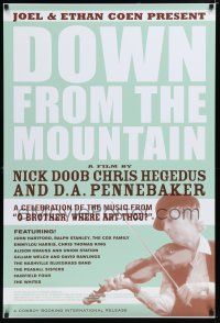 7w166 DOWN FROM THE MOUNTAIN 1sh '00 Joel & Ethan Coen present bluegrass doc!