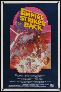 7w171 EMPIRE STRIKES BACK 1sh R82 George Lucas sci-fi classic, cool artwork by Tom Jung!