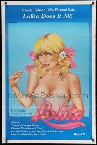 7w174 EROTIC ADVENTURES OF LOLITA 1sh '82 x-rated sexploitation, great super-sexy art!