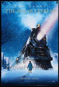 7w582 POLAR EXPRESS int'l teaser DS 1sh '04 Tom Hanks, Robert Zemeckis directed, cool art by Chiang