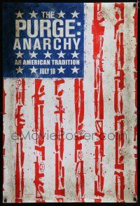 7w598 PURGE: ANARCHY teaser DS 1sh '14 Michael Williams, Zach Gilford, cool flag w/guns & weapons