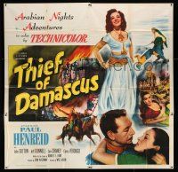 7y116 THIEF OF DAMASCUS 6sh '52 Paul Henreid, sexy full-length Elena Verdugo, Arabian Nights!