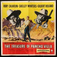 7y120 TREASURE OF PANCHO VILLA style A 6sh '55 art of Calhoun, Shelley Winters & Gilbert Roland!