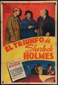 7y224 TRIUMPH OF SHERLOCK HOLMES Argentinean '40s art of Arthur Wontner as Sherlock Holmes!