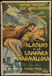 7y255 THOUSAND & ONE NIGHTS Argentinean '46 Evelyn Keyes, Wilde, Rex Ingram, wonderful artwork!