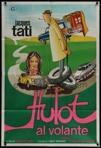 7y257 TRAFFIC Argentinean '71 great wacky art of Jacques Tati as Mr. Hulot by Aler!