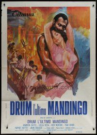 7y569 DRUM Italian 1p '76 different art of Ken Norton & sexy Isela Vega in skimpy outfit!