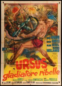 7y809 REBEL GLADIATORS Italian 1p '63 Ursus, il gladiatore ribelle, sword & sandal art by Tarquini