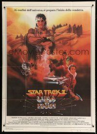 7y873 STAR TREK II Italian 1p '82 The Wrath of Khan, Nimoy, Shatner, Montalban, Bob Peak art!