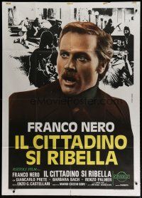 7y878 STREET LAW Italian 1p '80 close up of shocked Franco Nero + masked criminals in background!