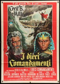 7y892 TEN COMMANDMENTS Italian 1p R68 Cecil B. DeMille classic, Charlton Heston & Yul Brynner!