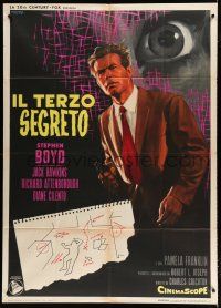 7y896 THIRD SECRET Italian 1p '64 cool different art of Stephen Boyd by Giuliano Nistri!