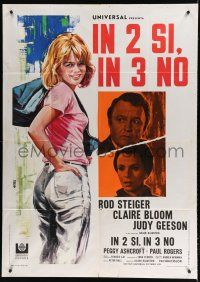 7y899 THREE INTO TWO WON'T GO Italian 1p '69 Rod Steiger, Claire Bloom, Avelli art of Judy Geeson!