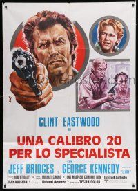 7y903 THUNDERBOLT & LIGHTFOOT Italian 1p '74 different Avelli of Clint Eastwood pointing gun!