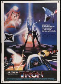 7y913 TRON Italian 1p '82 Walt Disney sci-fi, Jeff Bridges in a computer, cool special effects!