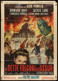 7y935 WAR GODS OF BABYLON style A Italian 1p '63 Howard Duff, cool artwork by Enzo Nistri!