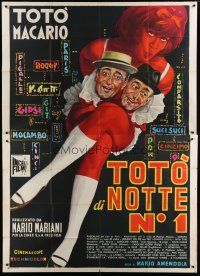 7y443 TOTO DI NOTTE NO1 Italian 2p '62 art of Toto & Macario + sexy nightclub girl in skimpy outfit