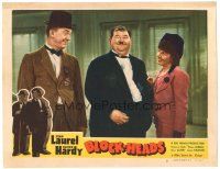 7z170 BLOCK-HEADS LC #3 R47 Oliver Hardy winks at Stan Laurel while romancing pretty lady!