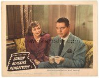 7z193 BOSTON BLACKIE'S RENDEZVOUS LC '45 Nina Foch shows Chester Morris a death warning!