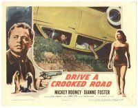 7z343 DRIVE A CROOKED ROAD LC '54 image of Mickey Rooney in overturned car, cool border art!