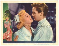 7z682 OUTSIDE THE WALL LC #2 '50 romantic c/u of sexy nurse Marilyn Maxwell & Richard Basehart!