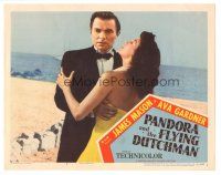 7z684 PANDORA & THE FLYING DUTCHMAN LC #7 '51 cool image of James Mason & Ava Gardner on beach!