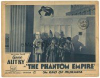 7z696 PHANTOM EMPIRE chapter 12 LC '35 Gene Autry watches Frankie Darro with guards & funky robot!