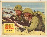 7z772 SANDS OF IWO JIMA LC #7 '50 great image of World War II Marines John Wayne & John Agar!