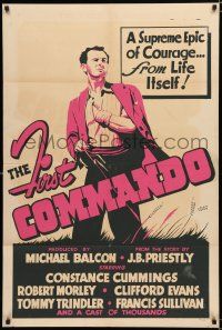 8e803 SOMEWHERE IN FRANCE Canadian 1sh '43 Robert Morley as The First Commando!