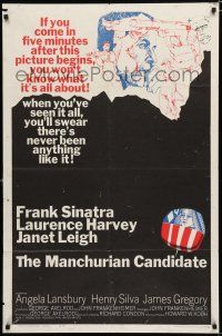 8e552 MANCHURIAN CANDIDATE 1sh '62 art of Frank Sinatra, directed by John Frankenheimer!