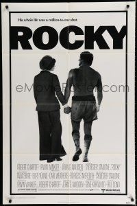 8e725 ROCKY 1sh '77 boxer Sylvester Stallone, John G. Avildsen boxing classic!