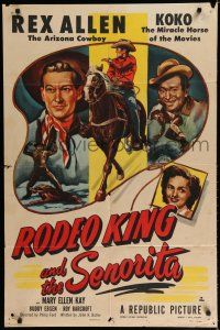 8e728 RODEO KING & THE SENORITA 1sh '51 Arizona Cowboy Rex Allen & Miracle Horse Koko!