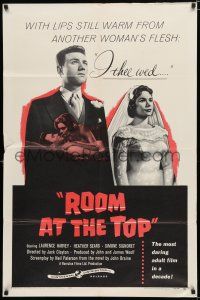 8e730 ROOM AT THE TOP 1sh '59 Laurence Harvey loves Heather Sears AND Simone Signoret!