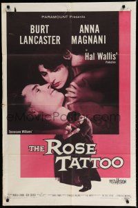 8e733 ROSE TATTOO 1sh '55 Burt Lancaster, Anna Magnani, written by Tennessee Williams!