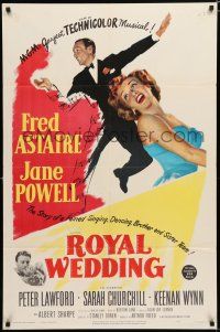 8e735 ROYAL WEDDING 1sh '51 great image of dancing Fred Astaire & sexy Jane Powell!