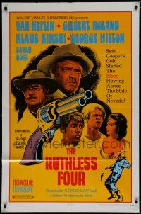 8e741 RUTHLESS FOUR 1sh '69 Van Heflin, Gilbert Roland, Klaus Kinski, spaghetti western!