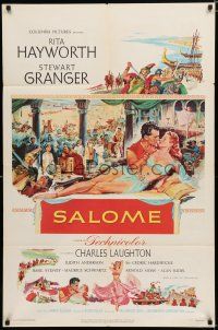 8e745 SALOME style B 1sh '53 art of sexy reclining Rita Hayworth romanced by Stewart Granger!