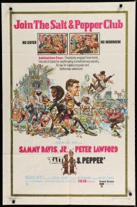 8e746 SALT & PEPPER 1sh '68 great artwork of Sammy Davis & Peter Lawford by Jack Davis!