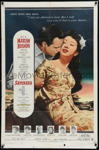 8e752 SAYONARA 1sh '57 Marlon Brando, Miiko Taka, I am not allowed to love!