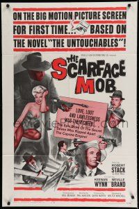 8e757 SCARFACE MOB 1sh '62 Barbara Nichols, cool art of Robert Stack as Eliot Ness!