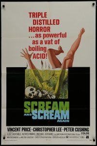 8e760 SCREAM & SCREAM AGAIN 1sh '70 Vincent Price, art of girl in a vat of boiling acid by Ken Kelly