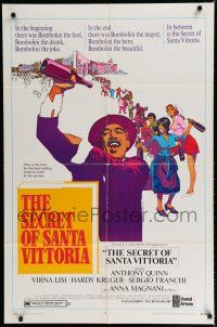 8e761 SECRET OF SANTA VITTORIA 1sh '69 Anthony Quinn, Virna Lisi, cool Bob Peak artwork!