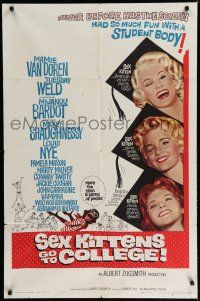 8e769 SEX KITTENS GO TO COLLEGE 1sh '60 sexy art of Van Doren, Tuesday Weld & Bardot's sister!