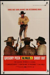 8e777 SHOOT OUT 1sh '71 great full-length image of gunfighter Gregory Peck vs. 3 fast guns!