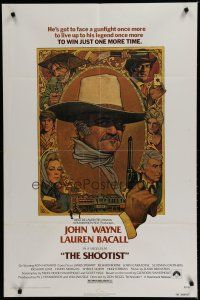 8e778 SHOOTIST 1sh '76 best Richard Amsel artwork of cowboy John Wayne & cast montage!