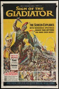 8e780 SIGN OF THE GLADIATOR 1sh '59 Michelangelo Antonioni's Nel segno di Roma, Reynold Brown art!