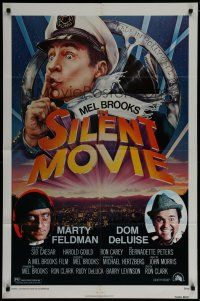 8e781 SILENT MOVIE 1sh '76 Marty Feldman, Dom DeLuise, art of Mel Brooks by John Alvin!