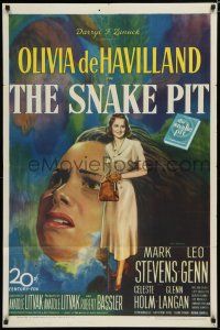 8e797 SNAKE PIT 1sh '49 artwork of confused mental patient Olivia de Havilland in asylum!